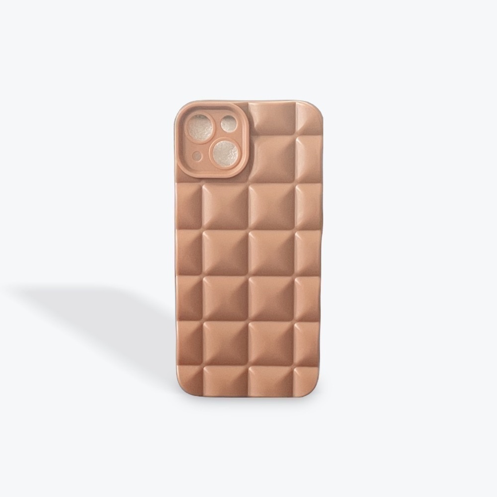 Brown Waffle Grid Phone Case for iPhone 12, iPhone 13 & iPhone 15 Pro